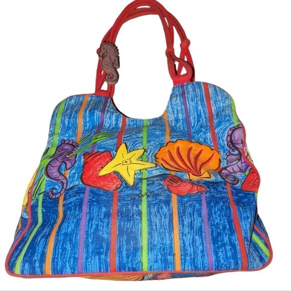 Sally Hess‎ 90s rainbow vintage seashell beach bag - Picture 1 of 12